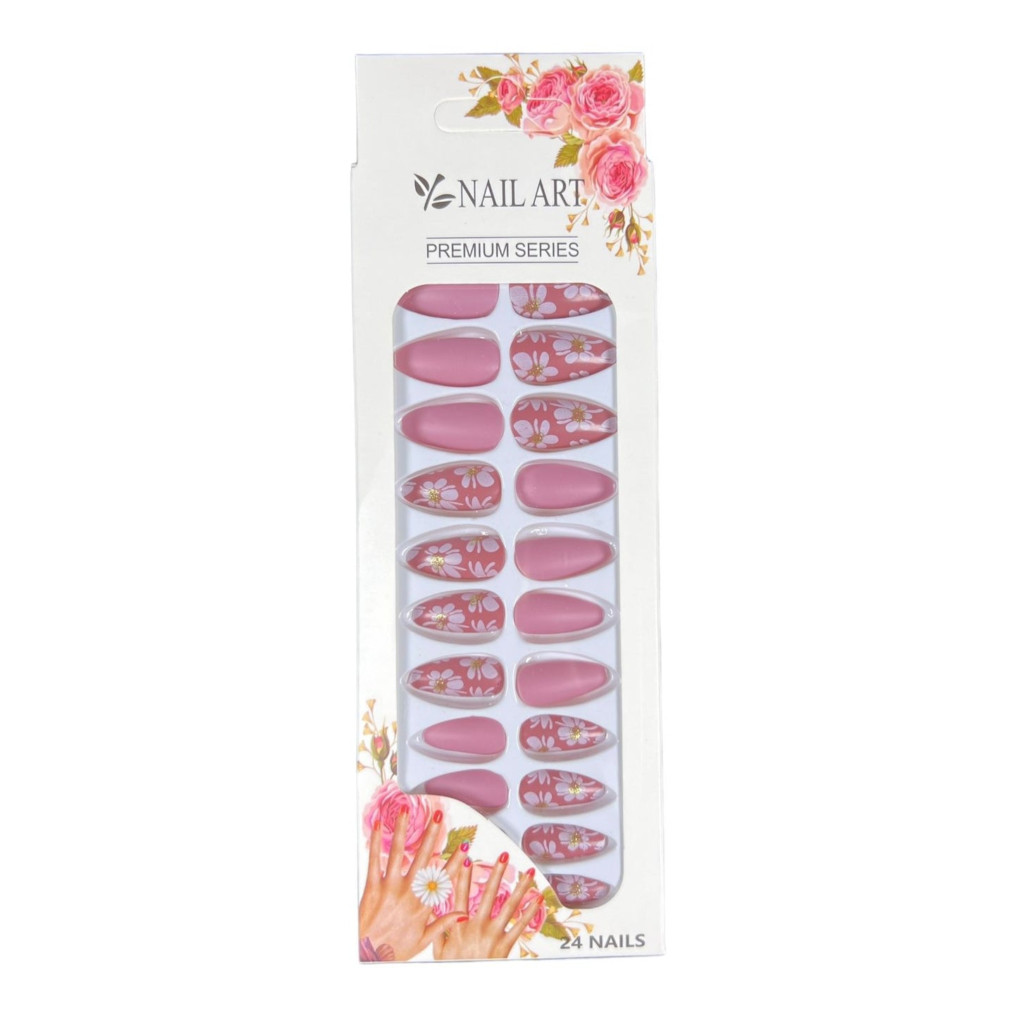 6 nails sets | 24 Matt false nails with glue sticker, ab-12