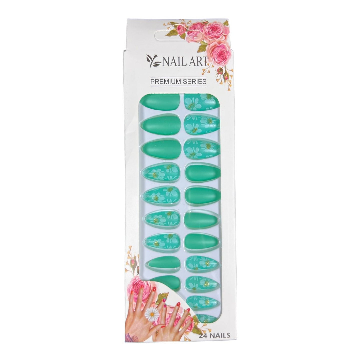 6 nails sets | 24 Matt false nails with glue sticker, ab-12