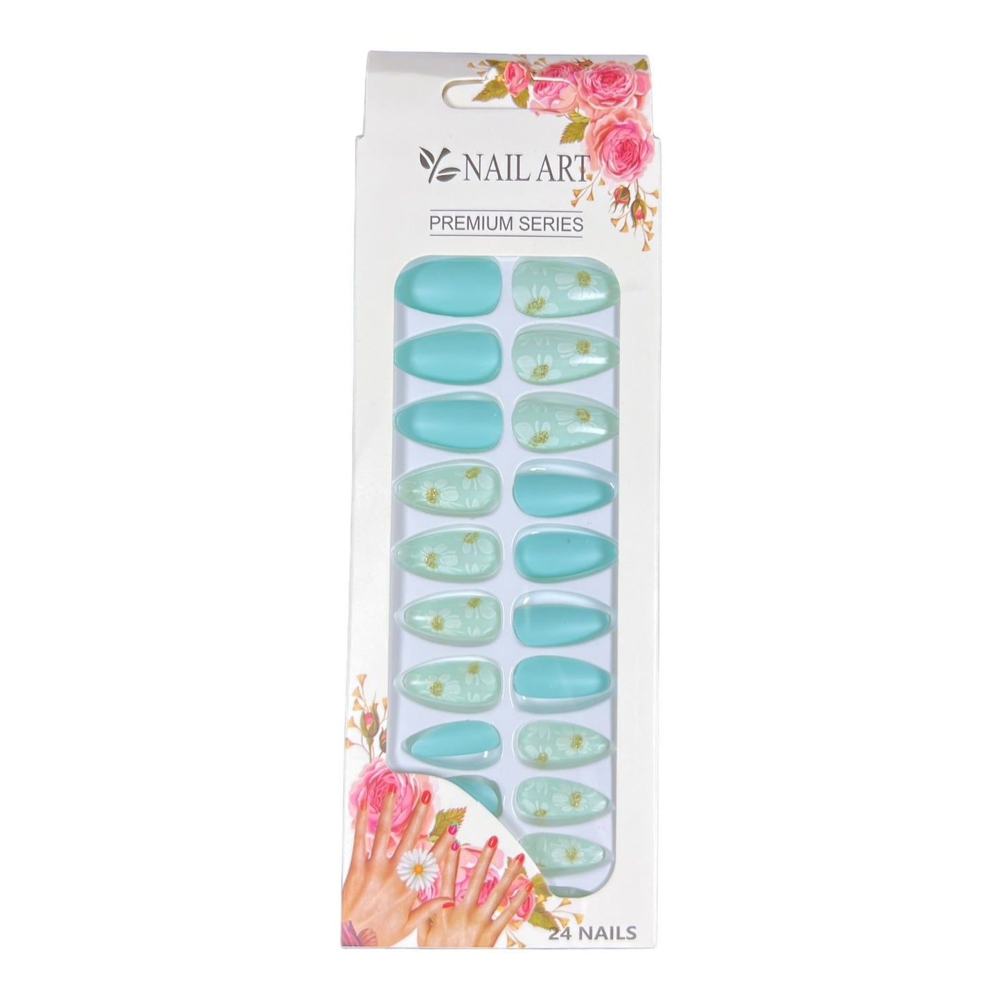 6 nails sets | 24 Matt false nails with glue sticker, ab-12