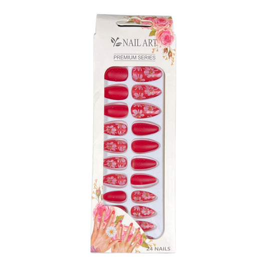 6 nails sets | 24 Matt false nails with glue sticker, ab-12