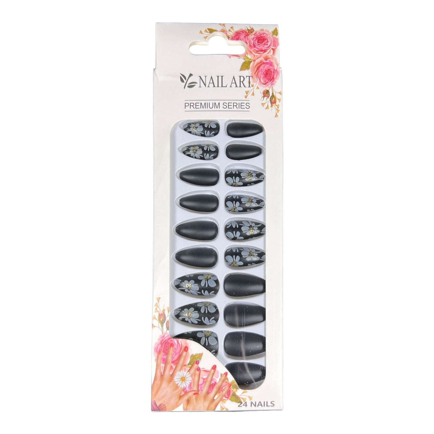 6 nails sets | 24 Matt false nails with glue sticker, ab-12