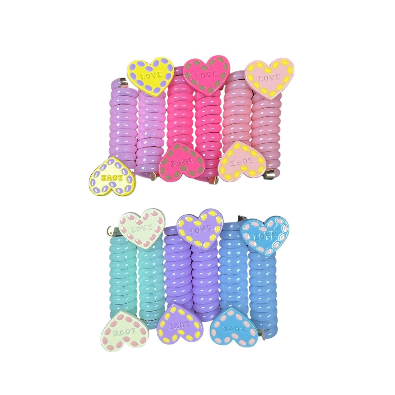 Beautiful Heart Spiral Pony Ties for Girls