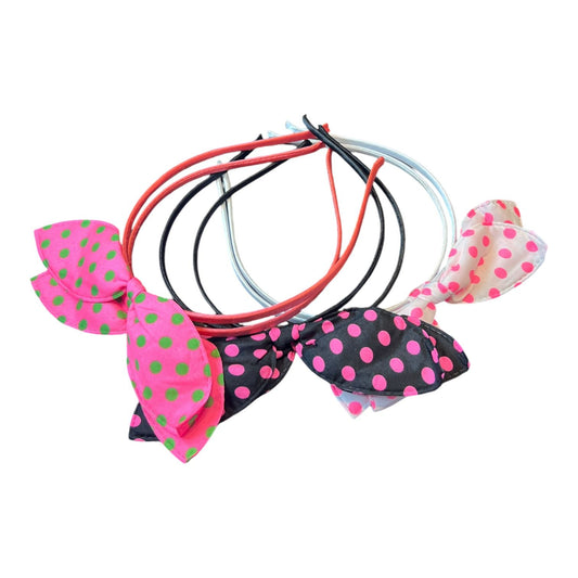 12 Hair Bands | Dotted bow hair bands for school girls kids - multi color