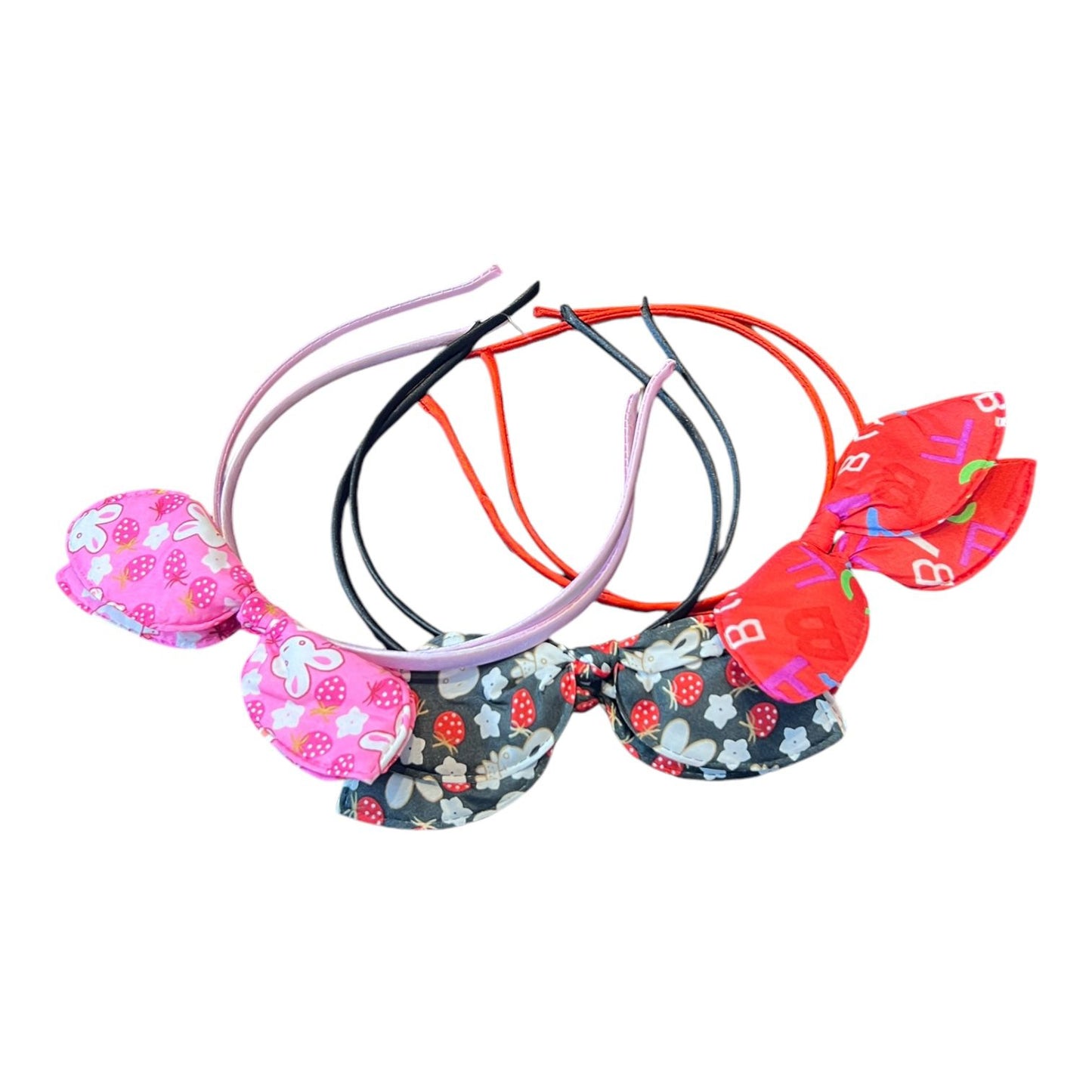 12 Hair Bands | Kitty bow hair bands for school girls kids - multi color