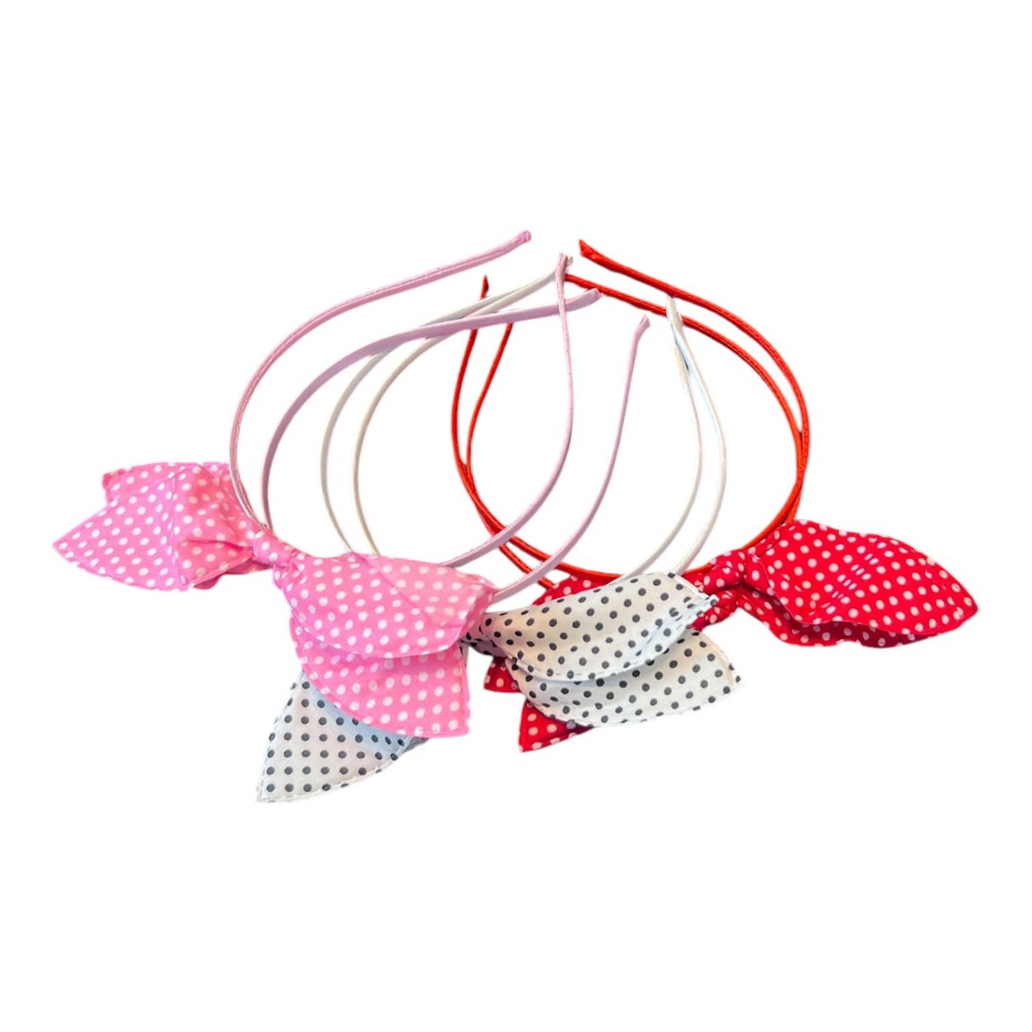 12 Hair Bands | S.dotted bow hair bands for school girls kids - multi color