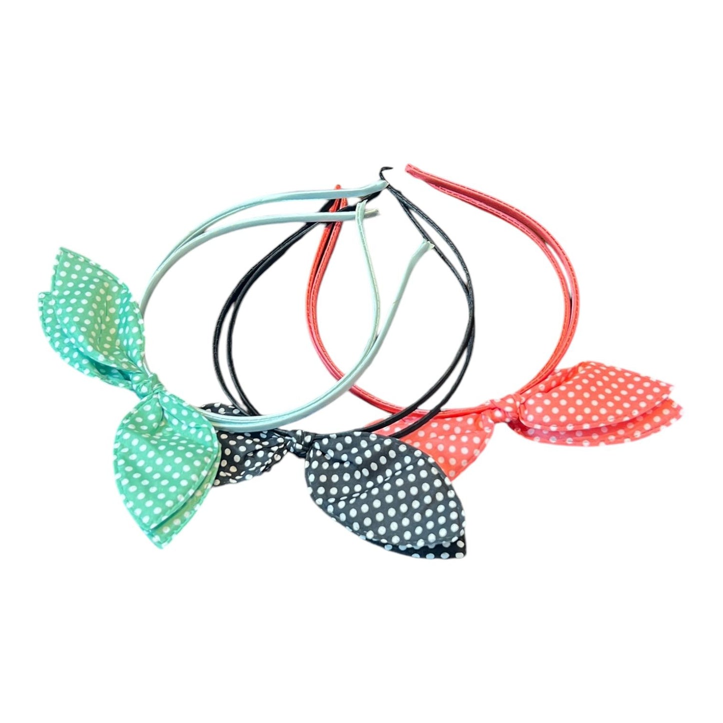 12 Hair Bands | S.dotted bow hair bands for school girls kids - multi color