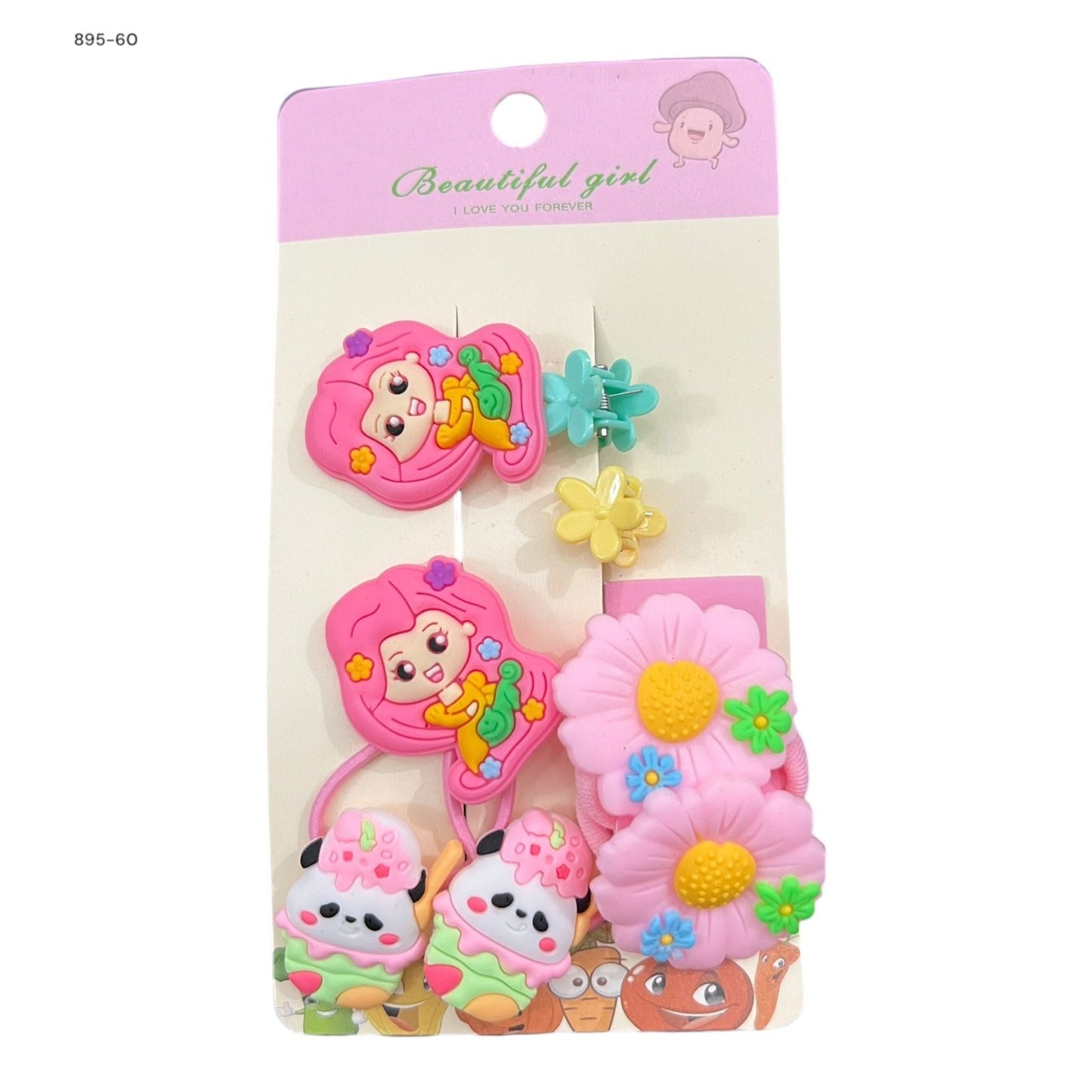 6 cards | Imported doll flower alligator clips and ponies