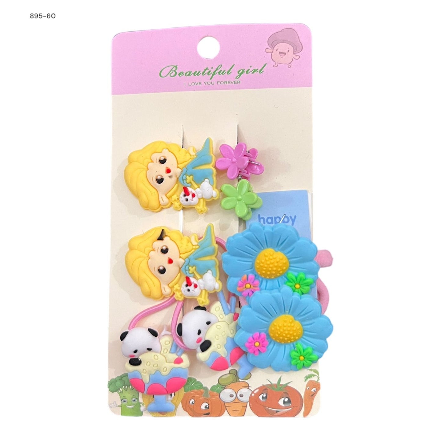 6 cards | Imported doll flower alligator clips and ponies