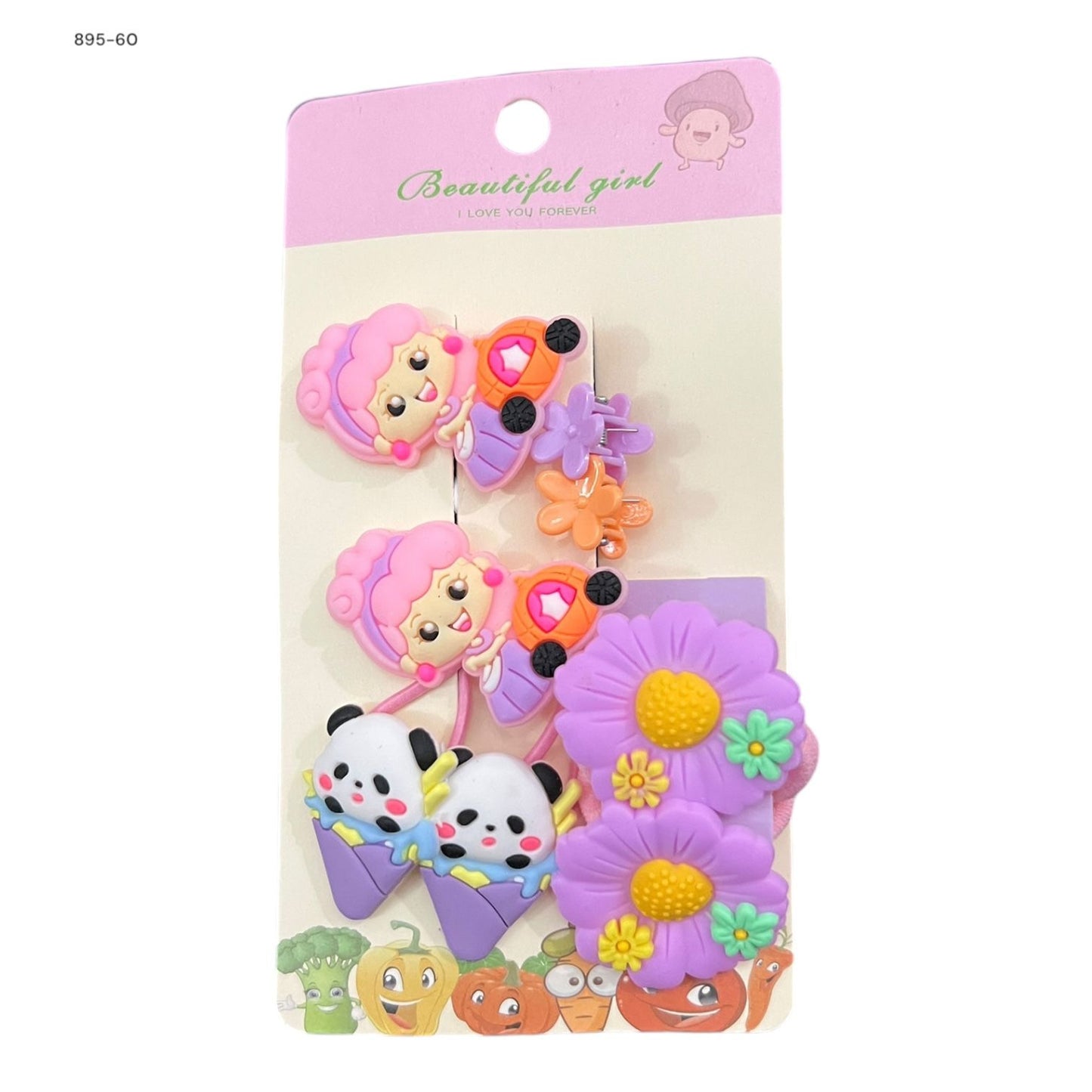 6 cards | Imported doll flower alligator clips and ponies