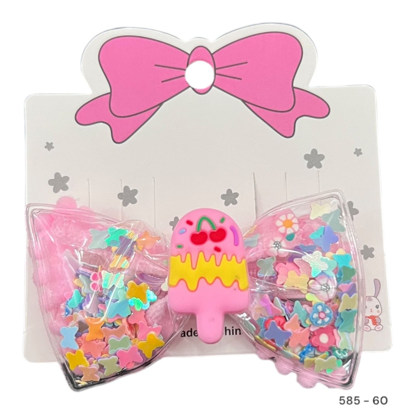 6 cards | Imported glittery icecream bow alligator clip for girls