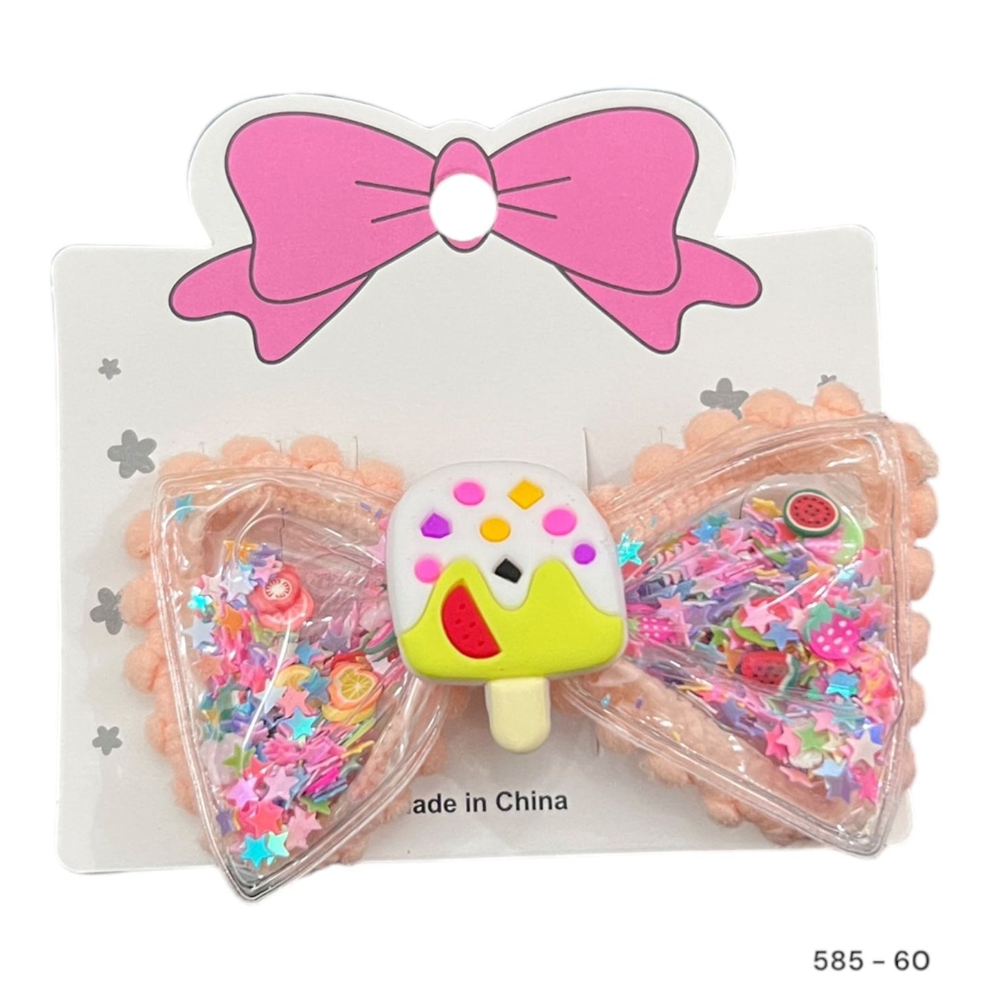 6 cards | Imported glittery icecream bow alligator clip for girls