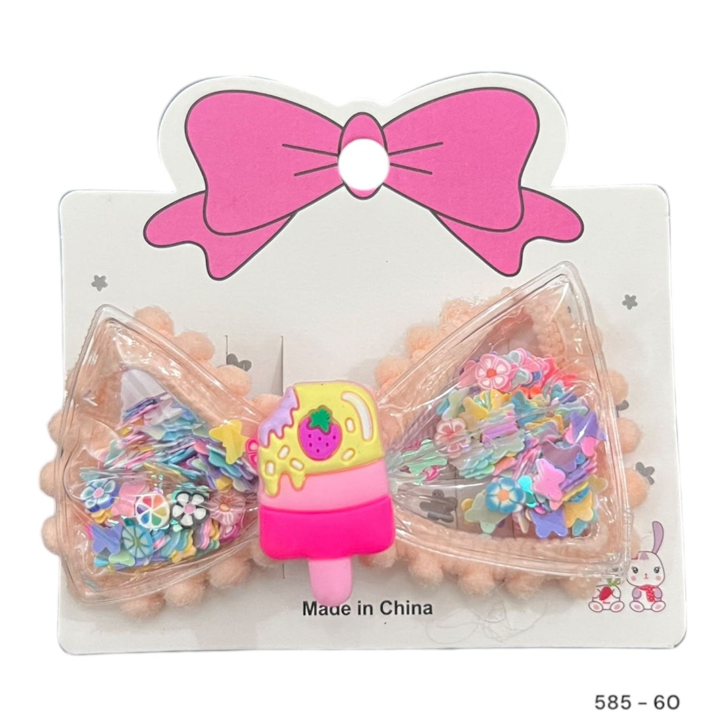 6 cards | Imported glittery icecream bow alligator clip for girls