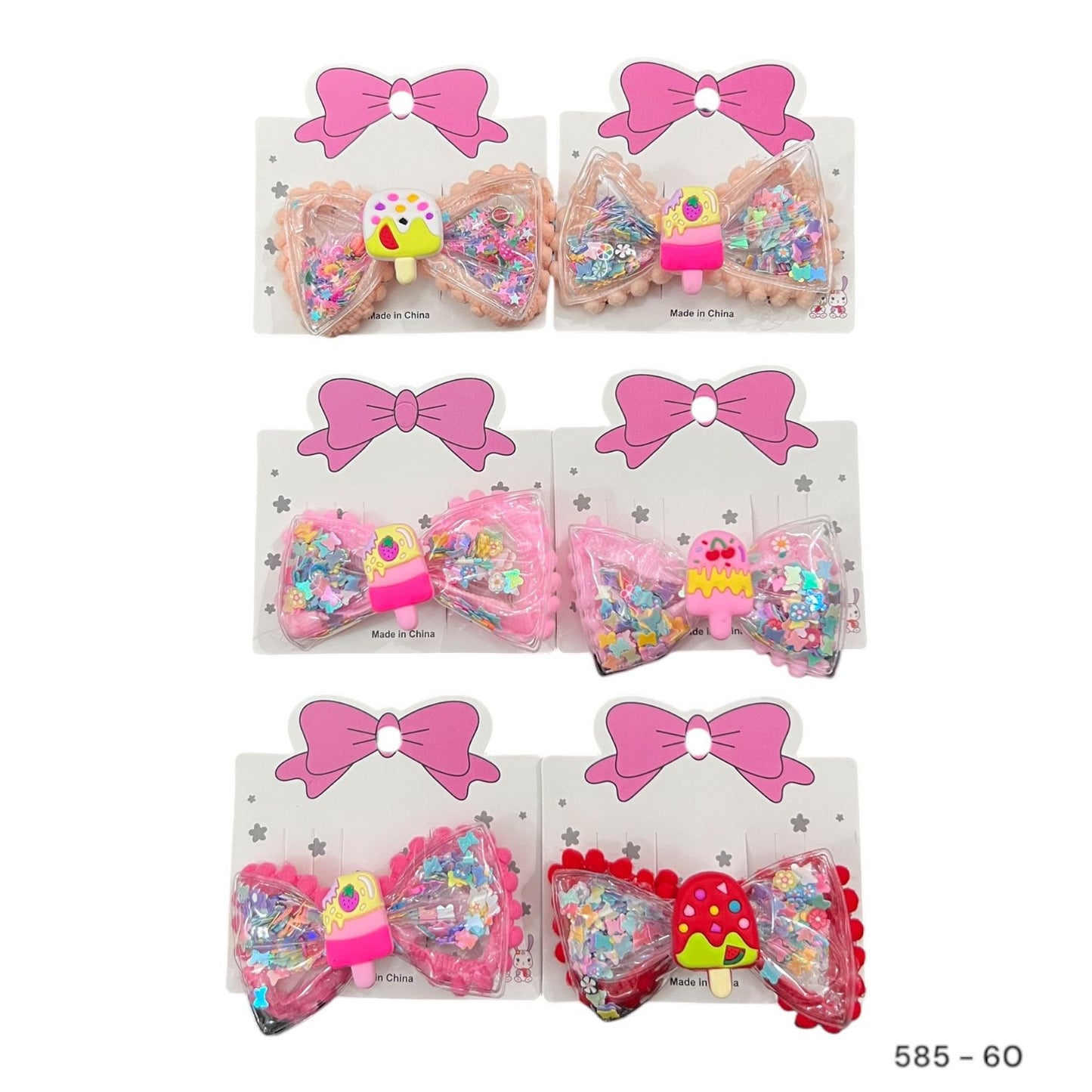 6 cards | Imported glittery icecream bow alligator clip for girls