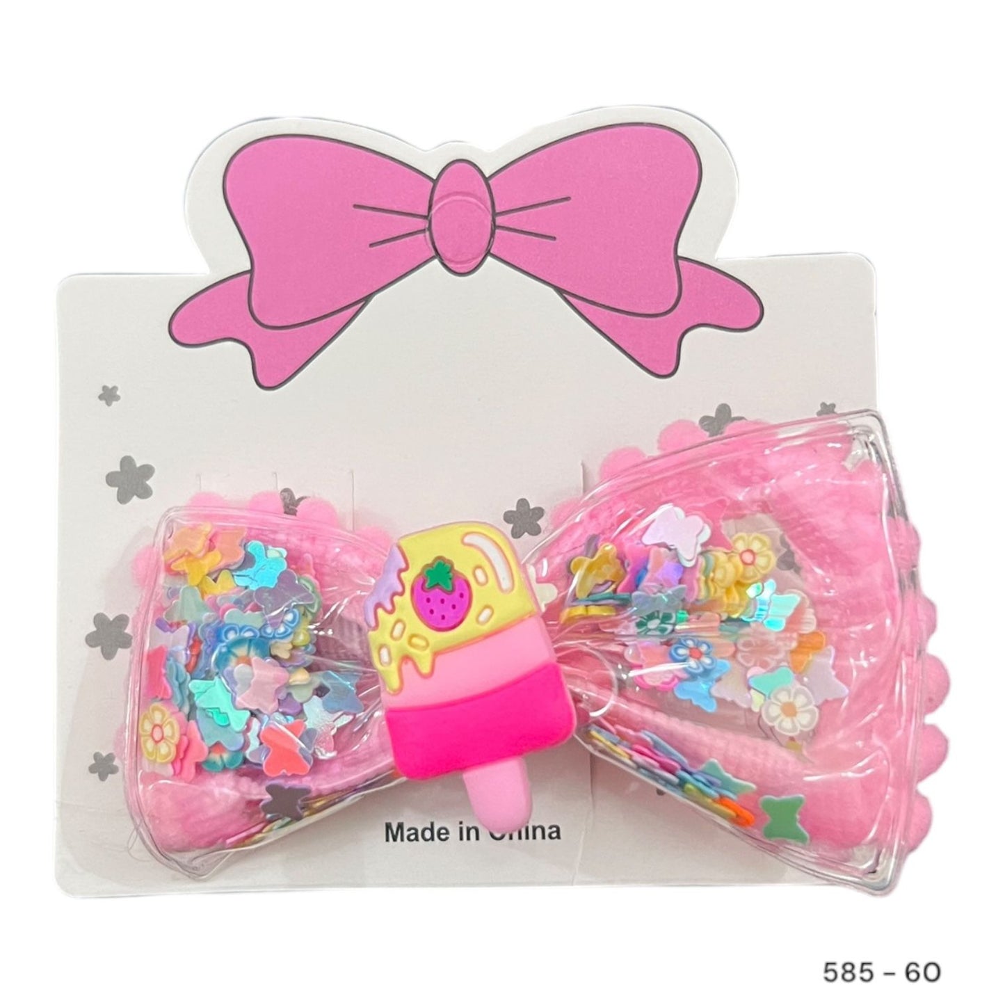 6 cards | Imported glittery icecream bow alligator clip for girls