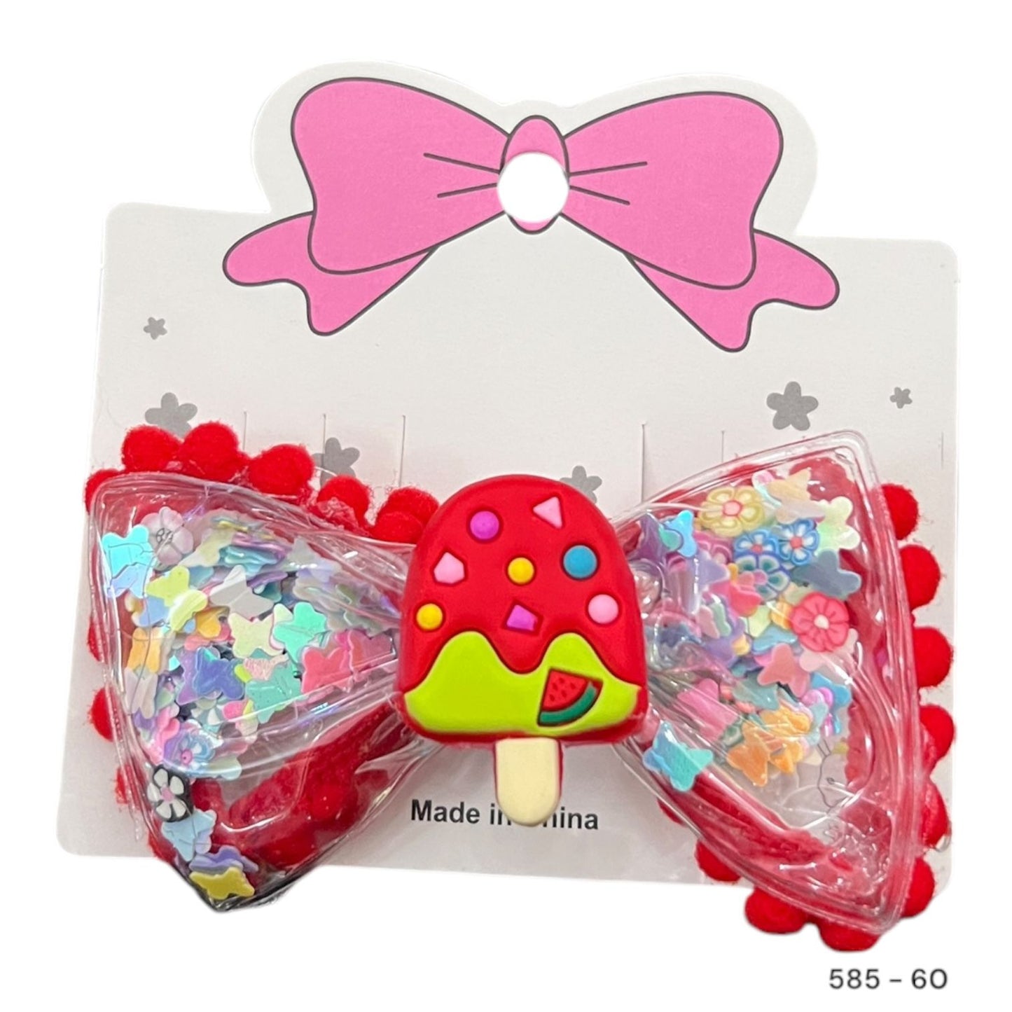 6 cards | Imported glittery icecream bow alligator clip for girls