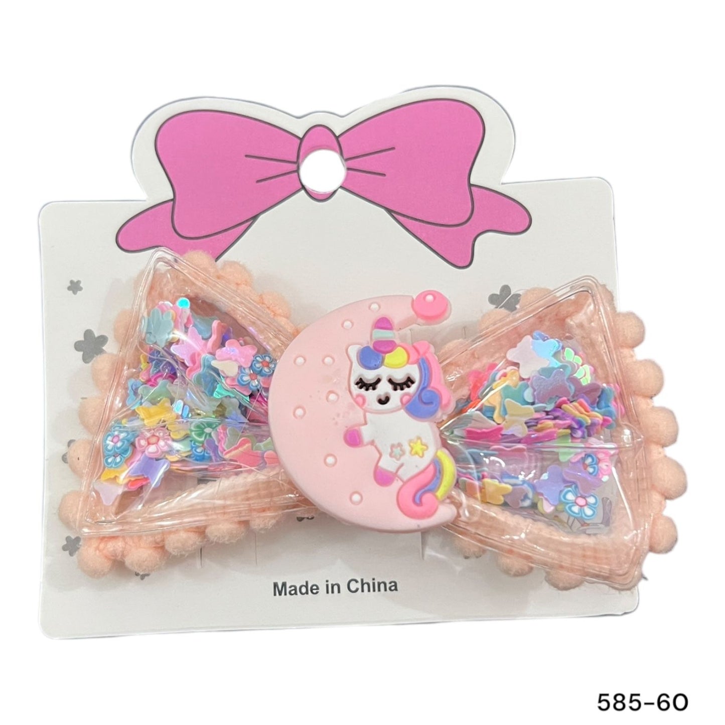 6 cards | Imported glittery unicorn bow alligator clip for girls