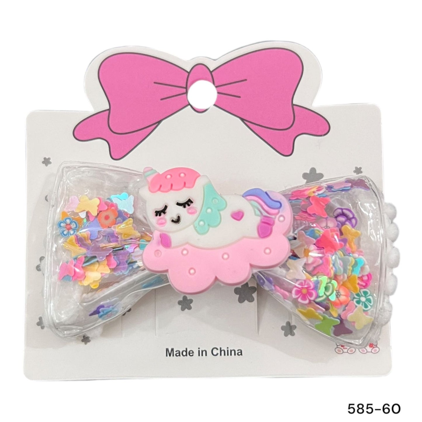 6 cards | Imported glittery unicorn bow alligator clip for girls