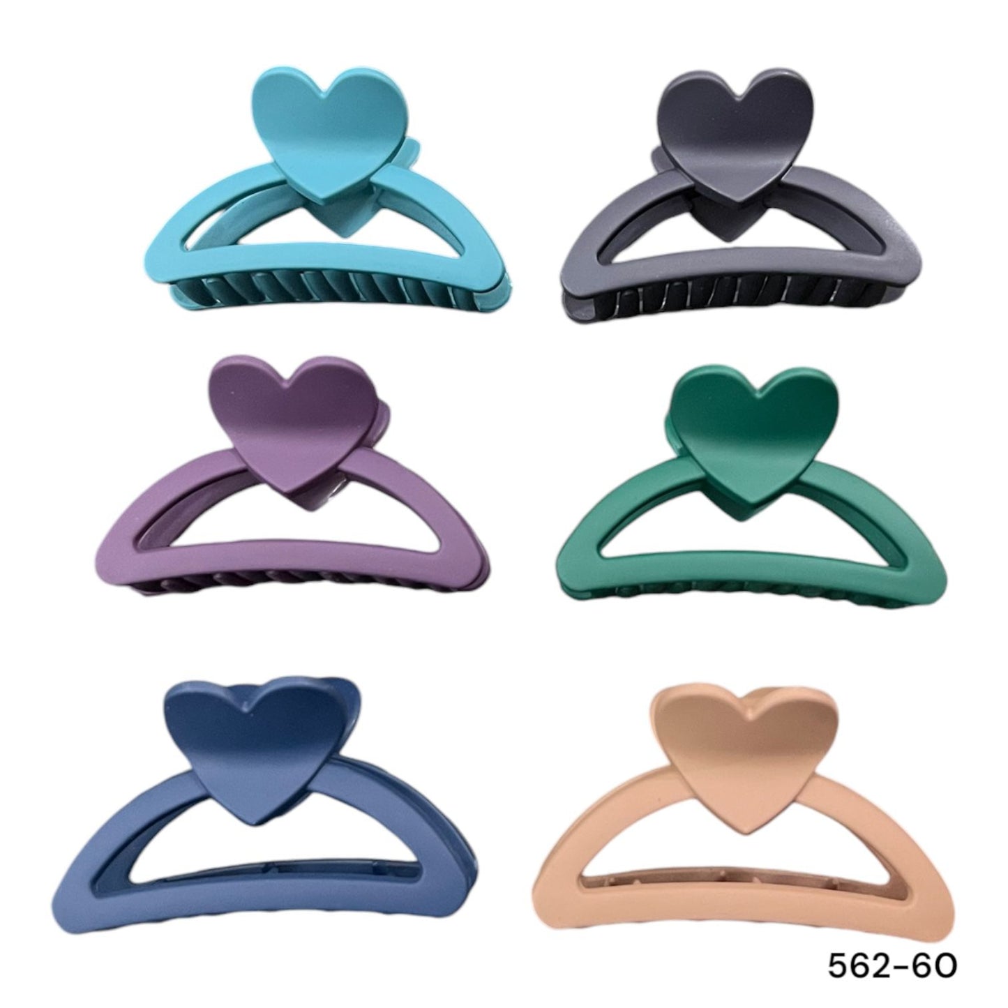 6 claws | Imported heart claws matt color for women - 2.5 inches