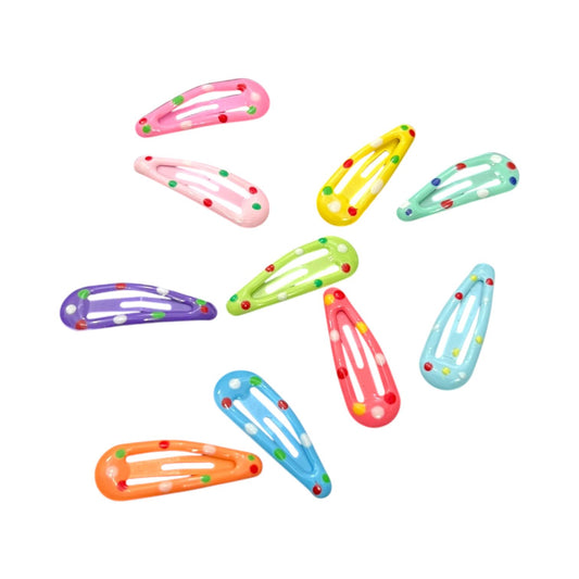 Polka Dot Tic Tac Hair Clips – 10-Piece Colorful Set