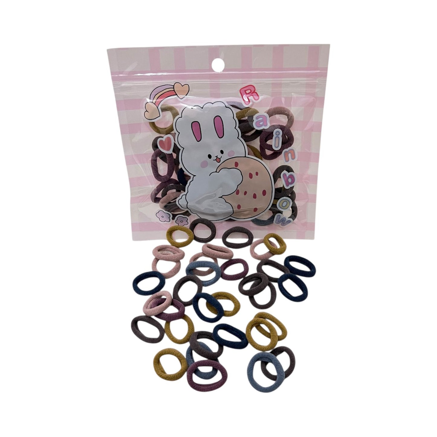 Soft Colorful Hair Bands in Cute Cartoon Pouch