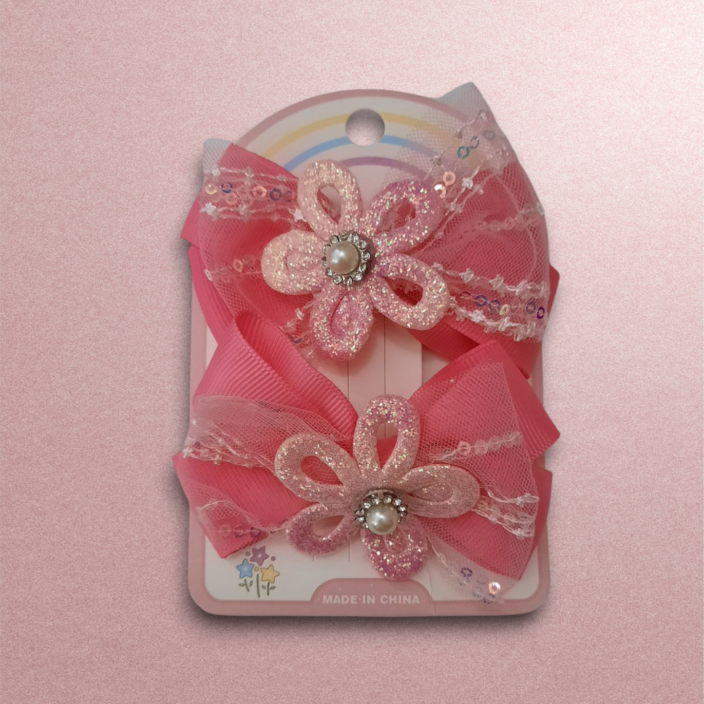 Beautiful Pair of Flower Bow Clip for Kids