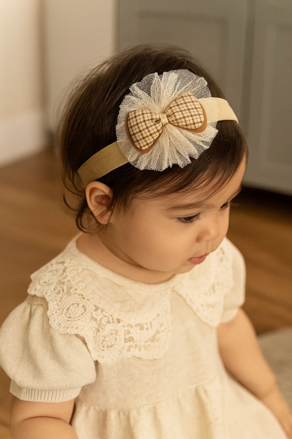 Baby Girl Elastic Headbands with Bow & Net Design