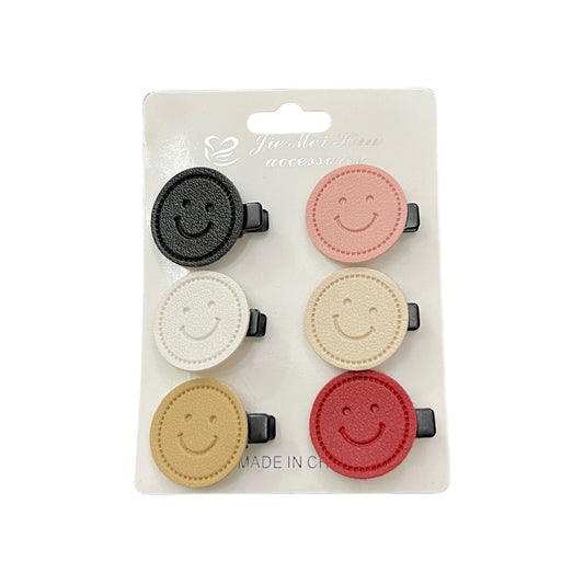 Smiley Face Hair Clips for Kids – 6 Pcs Set | Hair Accessories at Wholesale Prices in Pakistan