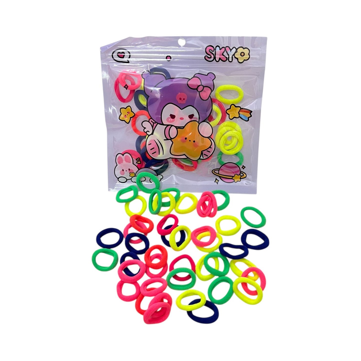 Soft Colorful Hair Bands in Cute Cartoon Pouch