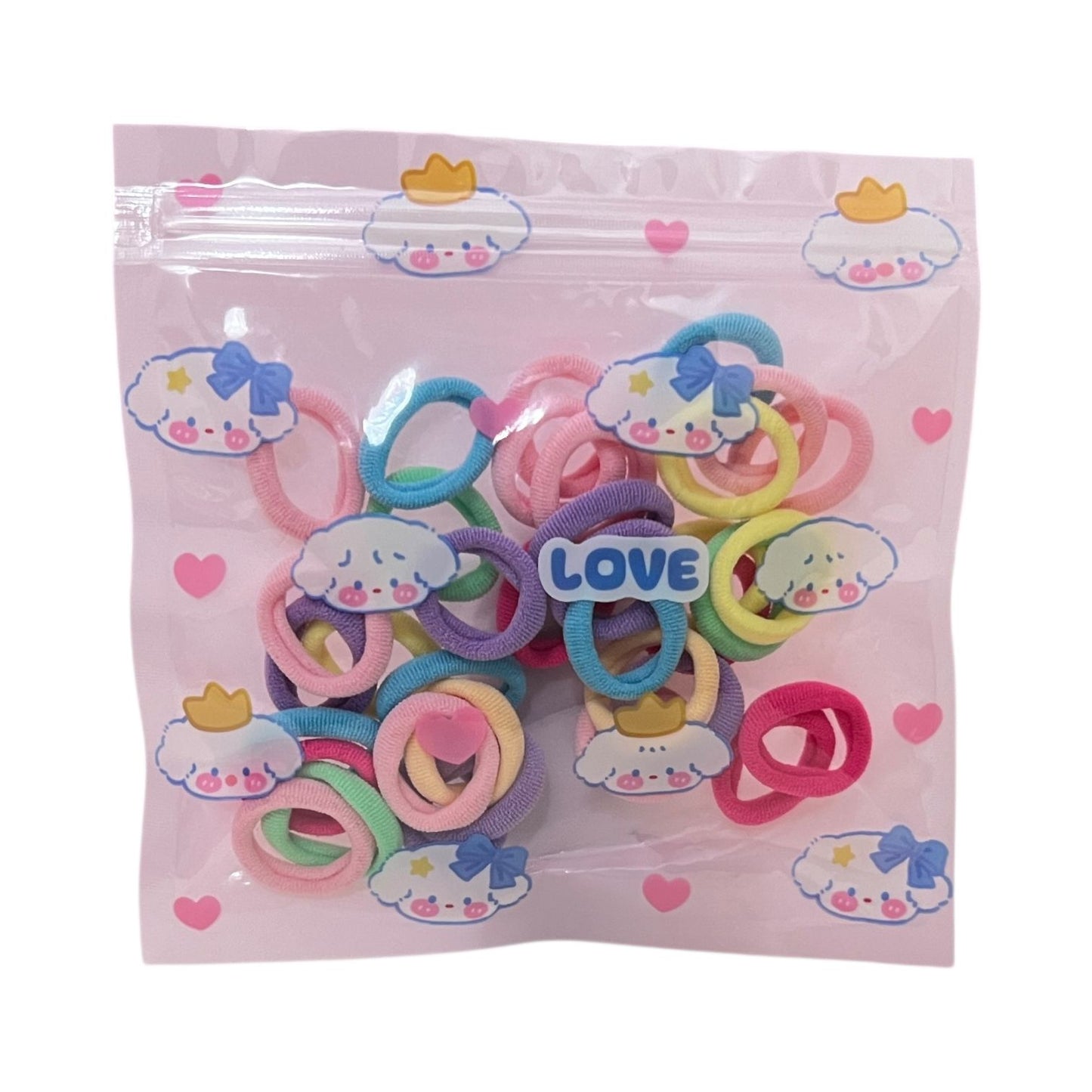 Soft Colorful Hair Bands in Cute Cartoon Pouch