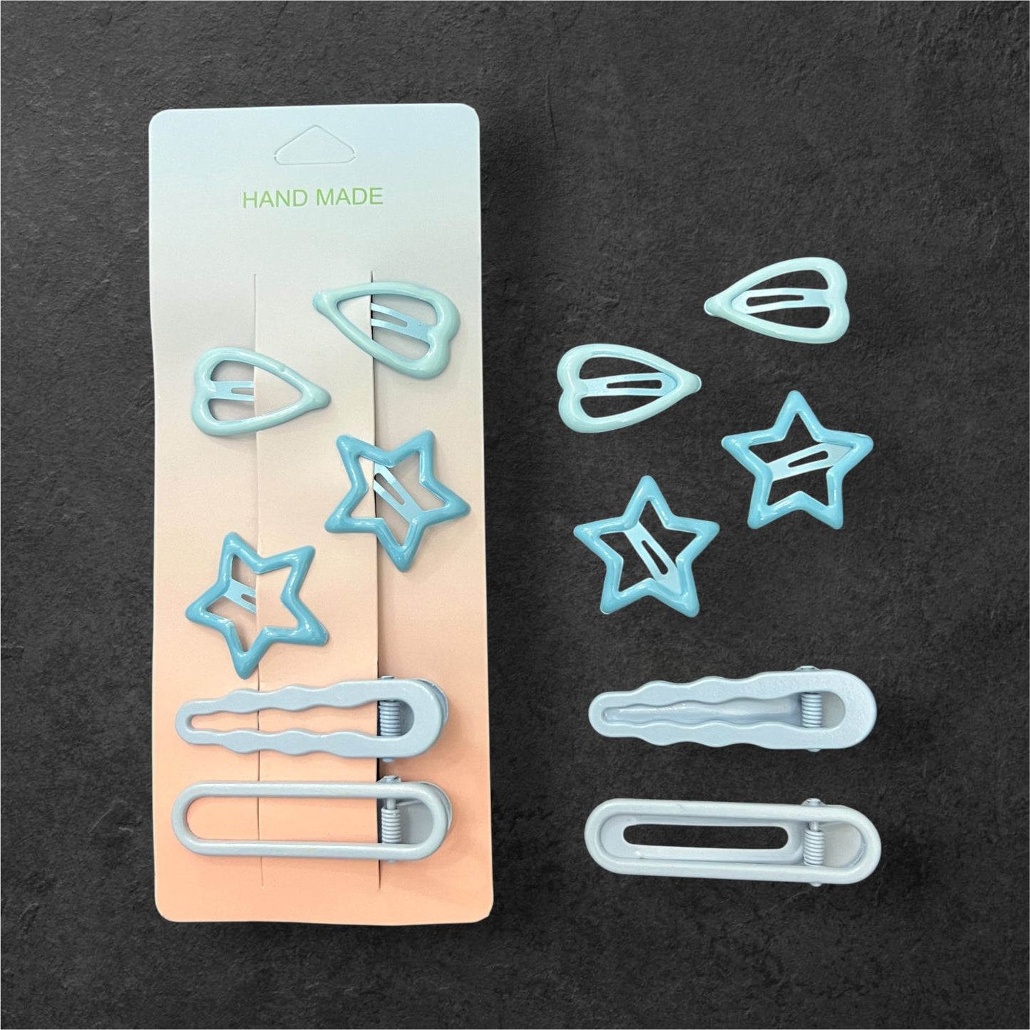 Girls 6-Piece Hair Clips Set – 2 Heart Tic Tac, 2 Star Tic Tac & 2 Hair Pins