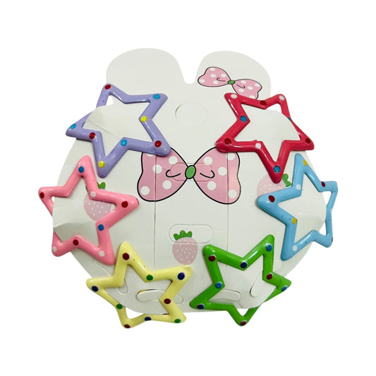 Set of 6 Colorful Star Hair Clips for Kids