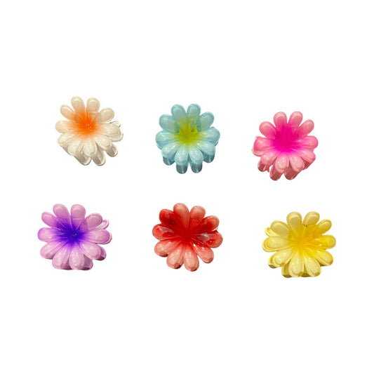 Glossy Gradient Flower Hair Clips for Girls – Pack of 6