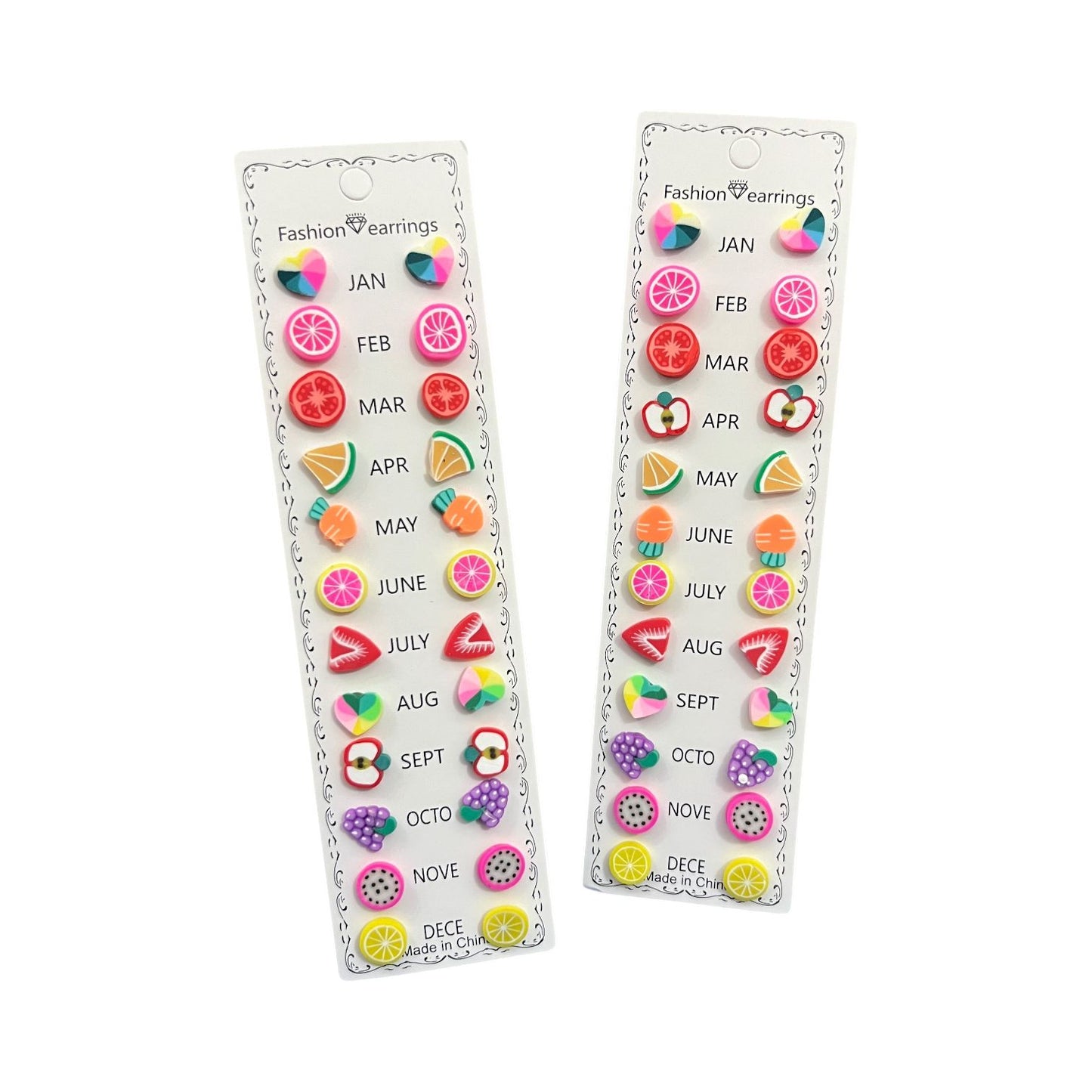12 Pairs Cute Fruit Earrings Set for Kids – Wholesale Colorful Studs