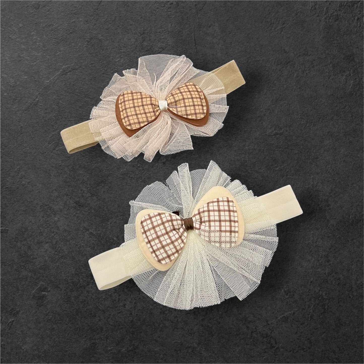 Baby Girl Elastic Headbands with Bow & Net Design