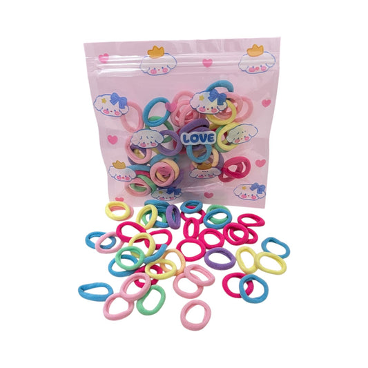 Soft Colorful Hair Bands in Cute Cartoon Pouch