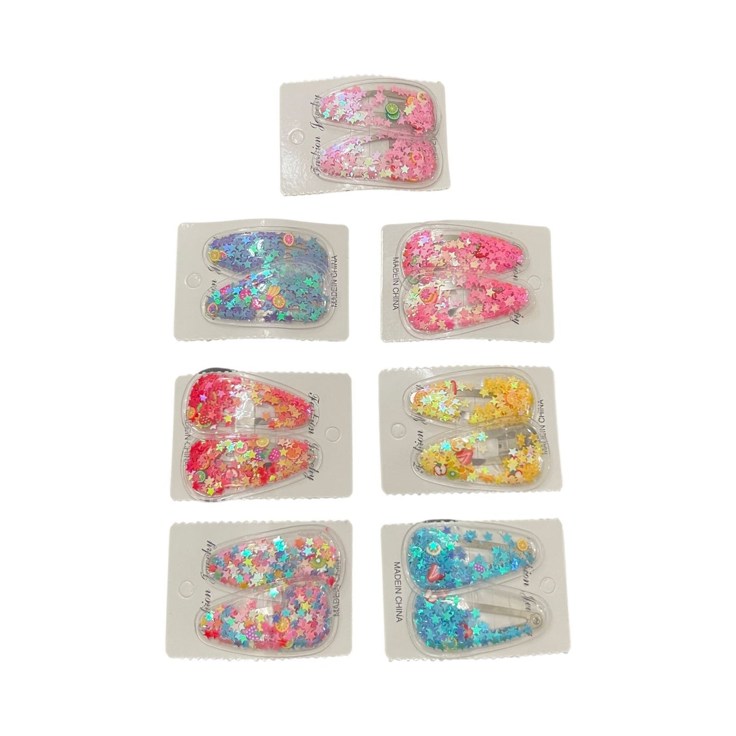 Colorful Glitter Star Hair Clips for Kids