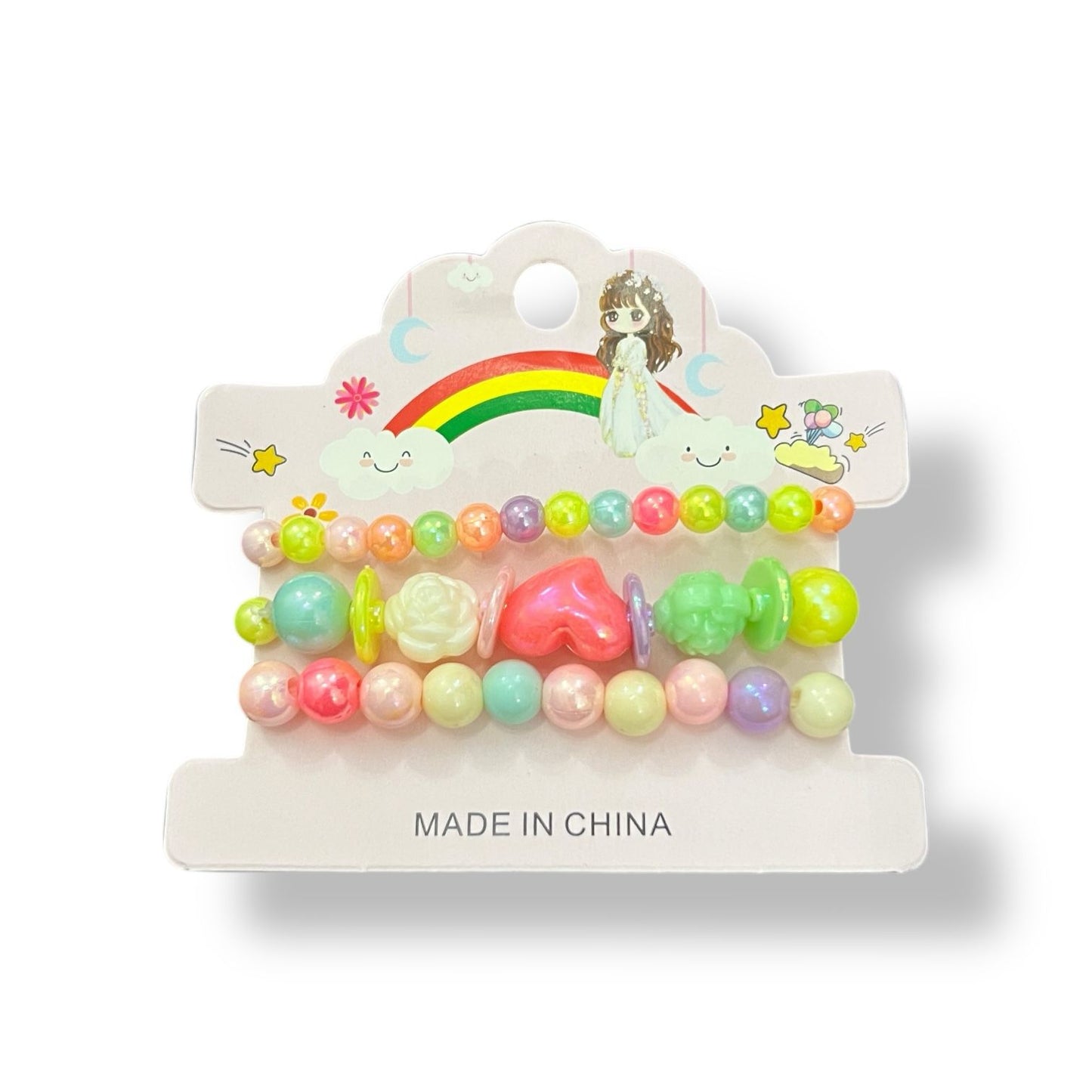 Colorful Beaded Bracelet Set for Girls – Pack of 3