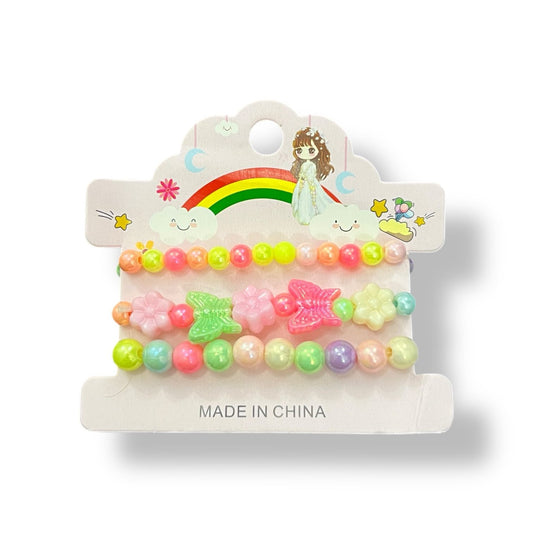 Colorful Beaded Bracelet Set for Girls – Pack of 3