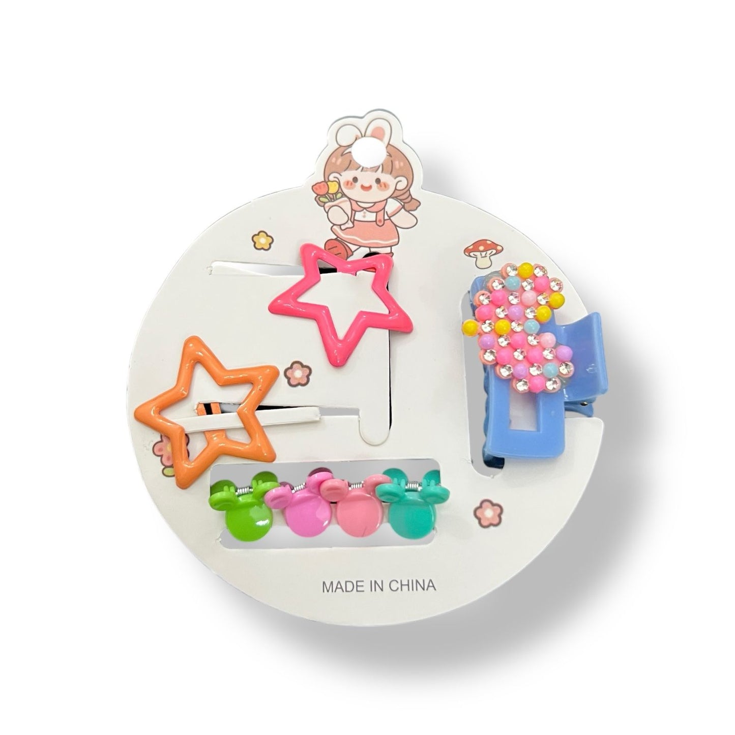 Cute Colorful Hair Clip Set for Girls – 2 Pc Star, 4 pcs small claws and 1 pc  beautiful Claw