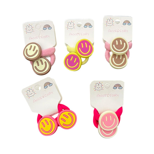 5 Pairs Smiley Face Hair Ties for Kids