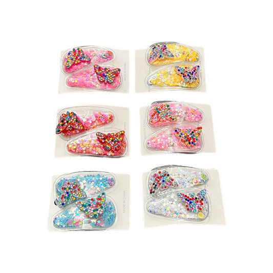 Glitter Butterfly Hair Clips for Girls – Pack of 2 | Kids Hair Accessories at Wholesale Prices