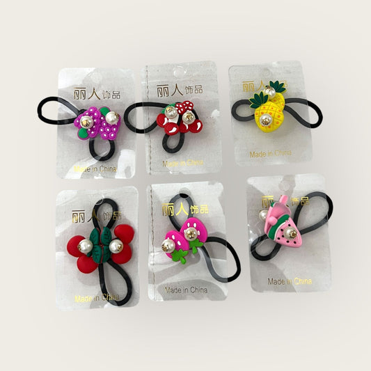 Cute Cartoon Hair Bands for Kids – Fruit & Animal Designs with Pearl Accents