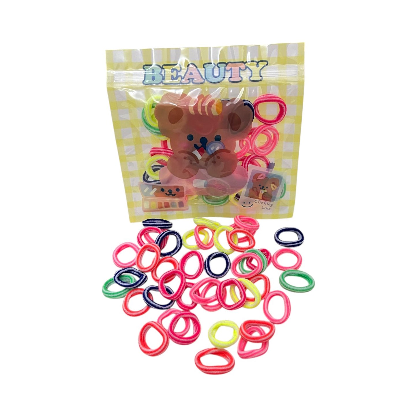Soft Colorful Hair Bands in Cute Cartoon Pouch