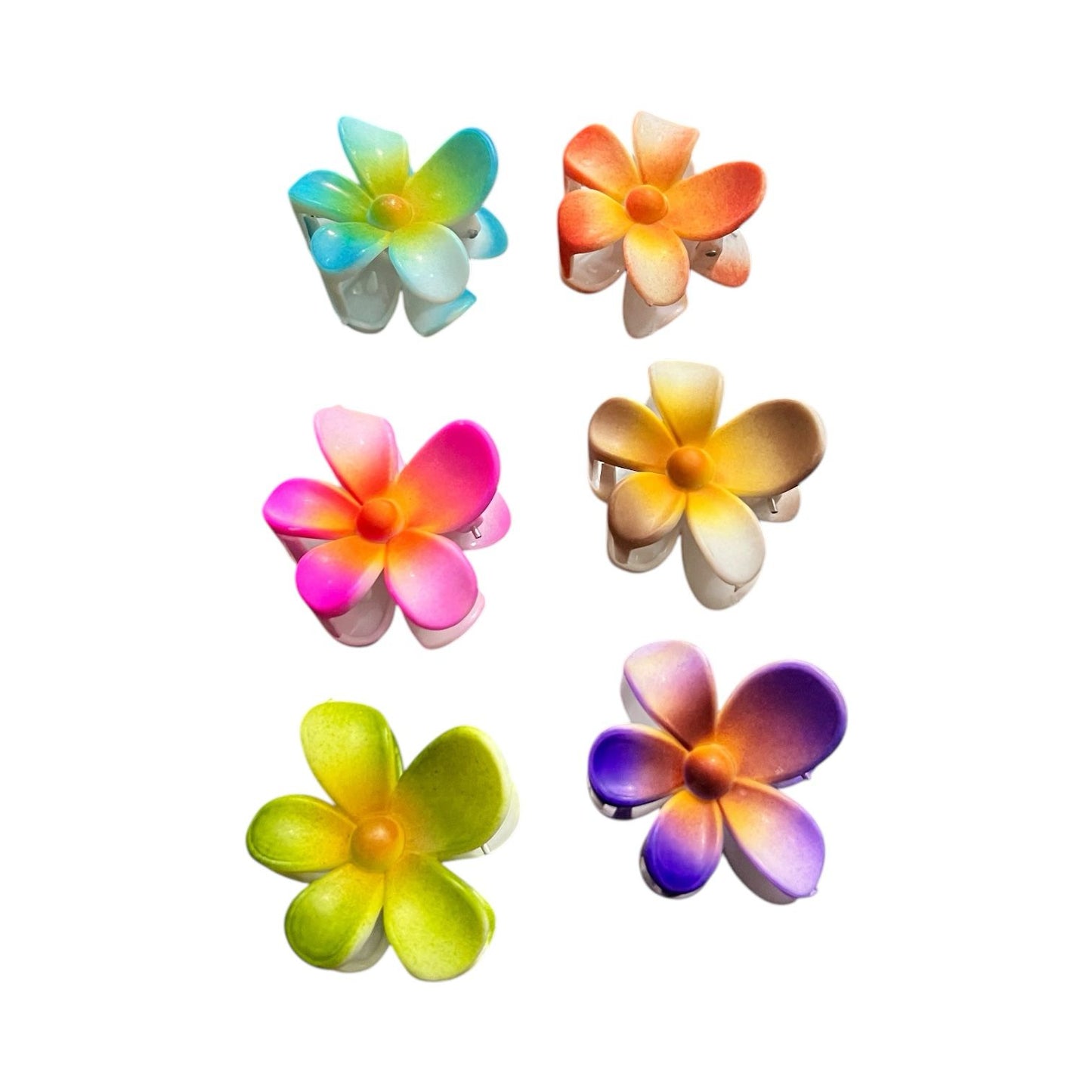 Colorful Medium Flower Hair Claw Clips – 6-Piece Set