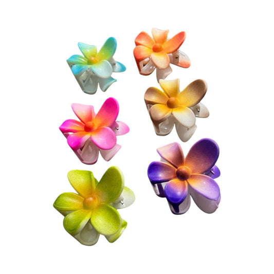 Colorful Medium Flower Hair Claw Clips – 6-Piece Set
