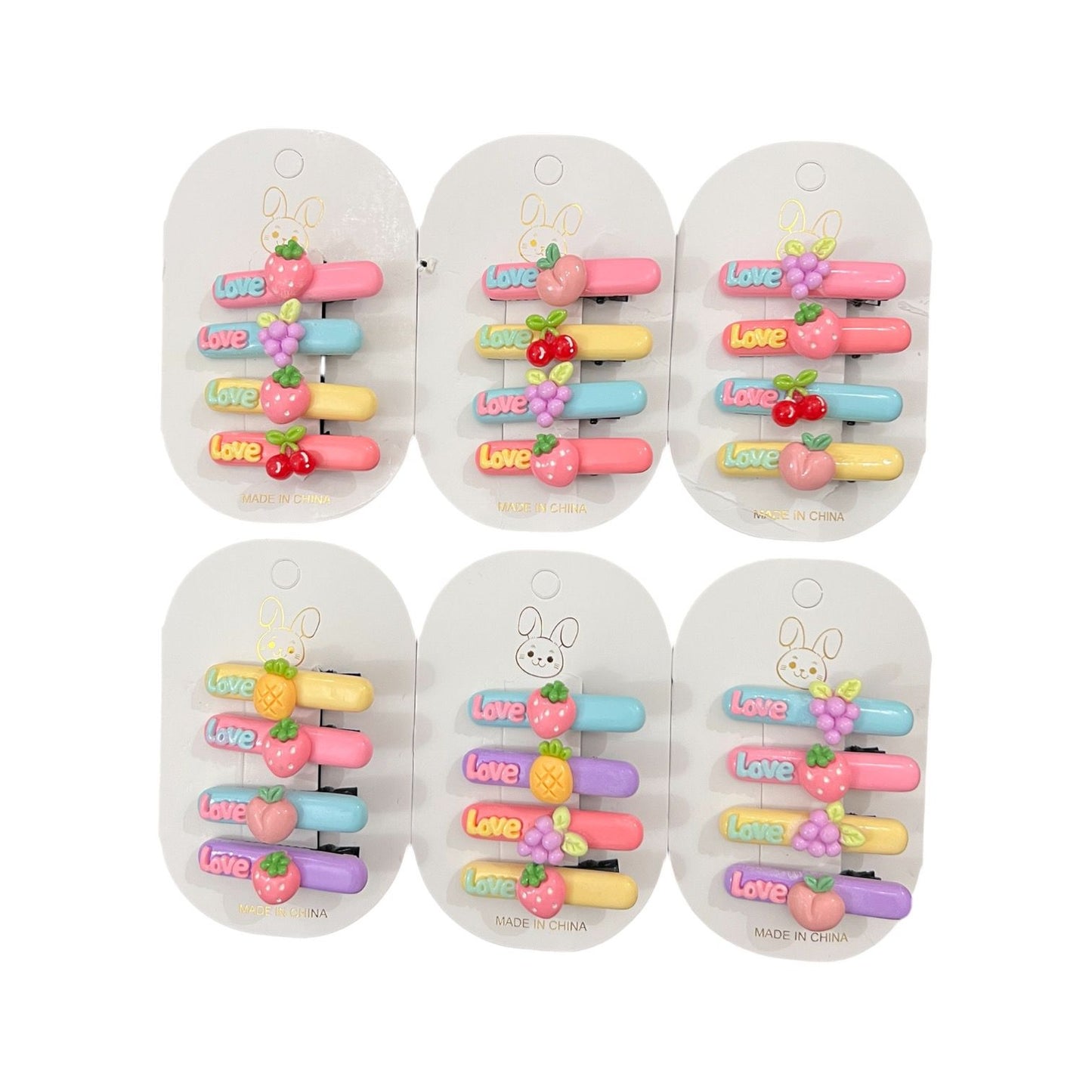 6 cards | Imported love alligator clips for kids girls